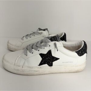 Vintage Havana Lucy White & Black Glitter Star Sneakers - Women’s 9
